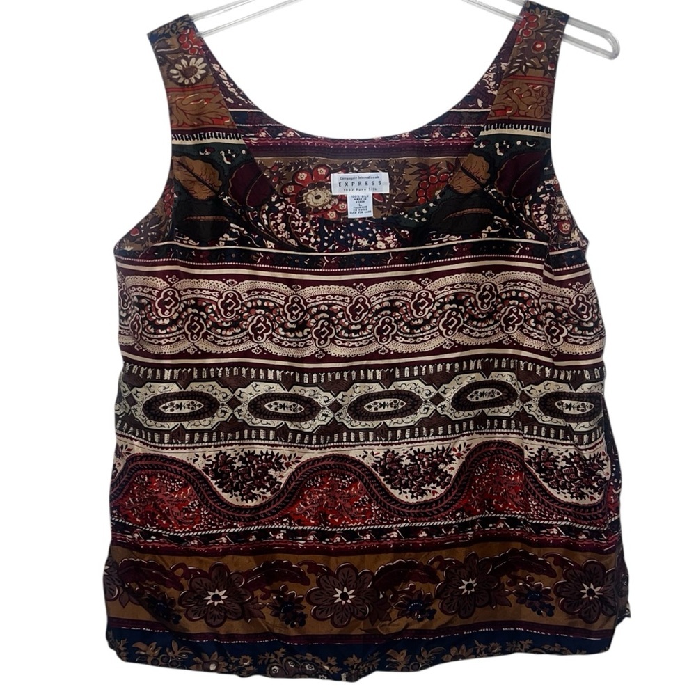 Express Silk Sleeveless Blouse Tank Top Size Large